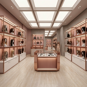 Luxury Wig Display Cabinet with LED Lighting | High-End Metal & Glass Showcase for Hair Wigs in Boutique Retail Stores & Salons - Product Image 2