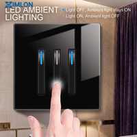 Interrupteur mural à réinitialisation automatique avec clavier de piano moderne OEM/ODM, en verre trempé avec indicateur LED bleu, prise électrique