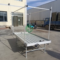 Table de culture verticale intérieure à système d'inondation et de refoulement pour serre agricole hydroponique, avec étagère roulante