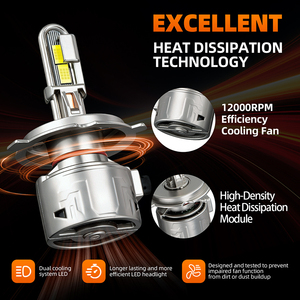 Phares LED universels RCJ 100W UX100 Pro, sans ventilateur, avec bande de cuivre tressée pour le refroidissement, pour GXP4575 H1/H3/H4/H7/H11, 10750 <span class=keywords><strong>lumens</strong></span> - Product Image 3