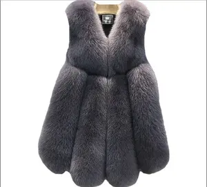 Wholesale Direct Sales Fake Fur Popular In Europe And America Jacket Women's Middle Long Style Artificial Faux Fox Fur Vest