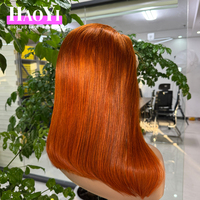 Perruque frontale complète en dentelle HD transparente, cheveux Remy brésiliens 100 % humains, coupe courte bob rose, densité 200 %, pour femmes