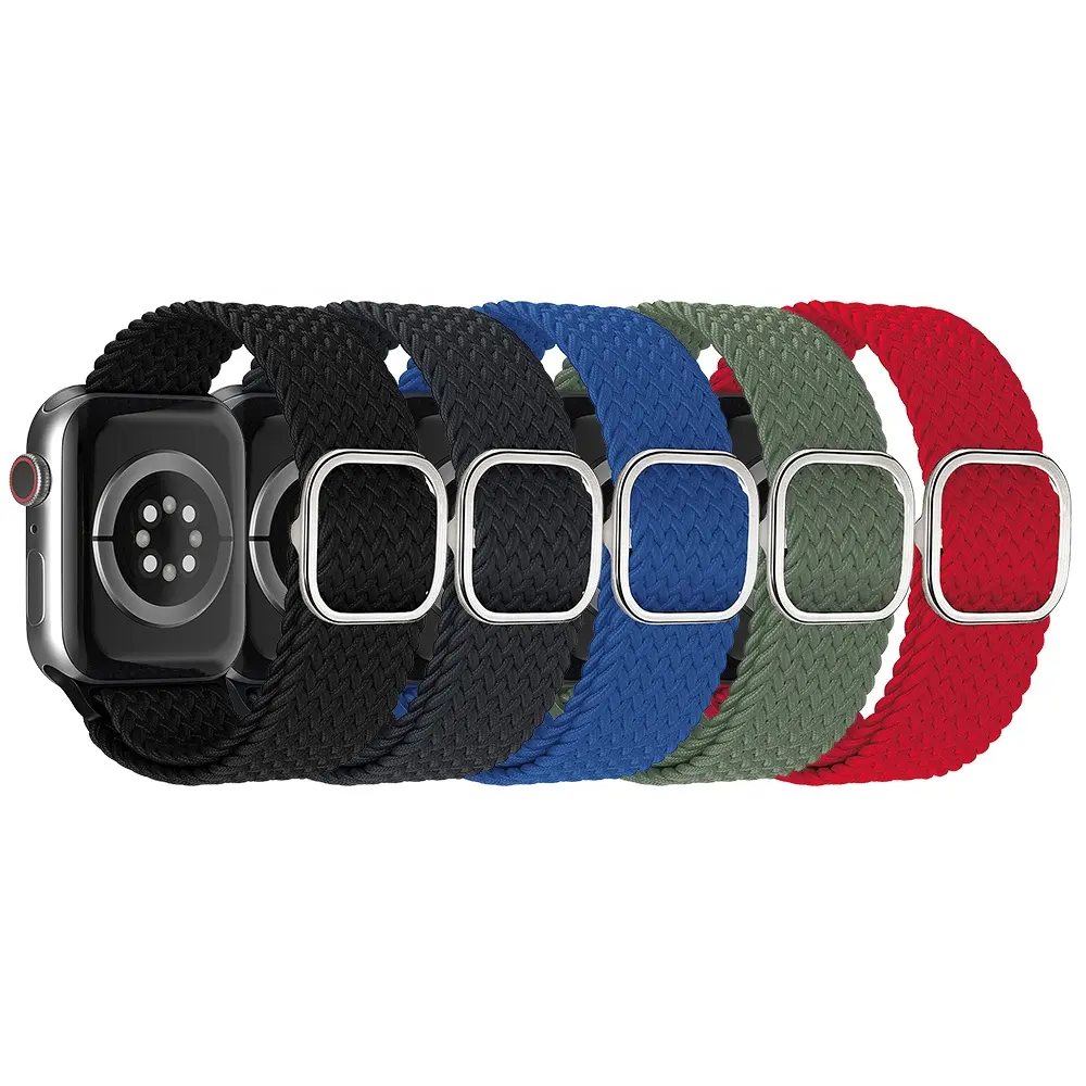 RYB Elastic Fabric Nylon Strap with Adjustable Buckle for Apple Watch 7 8 , Braided Loop Band for Apple Watch 41mm 45mm