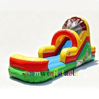 Un petit toboggan aquatique gonflable convient à la location pour une utilisation dans la cour d'une maison.
