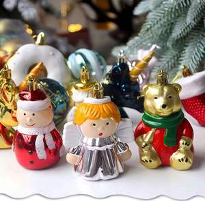 Nouvel ensemble de 72 boules de Noël électroplaquées peintes, en forme spéciale, de 3 à 6 cm, pour décoration de Noël - Product Image 5