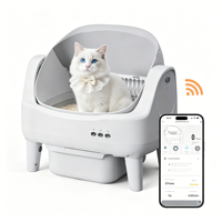 Toilette automatique intelligente pour animaux de compagnie, design moderne, grande capacité, nettoyage automatique, facile à nettoyer, contrôle des odeurs, bac à litière pour chat avec surveillance par application