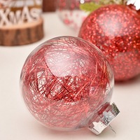 Boule de noël en plastique transparent incassable, 6CM, ensemble de boules ornementales décoratives, Set avec décorations délicates en peluche, 1 pièce