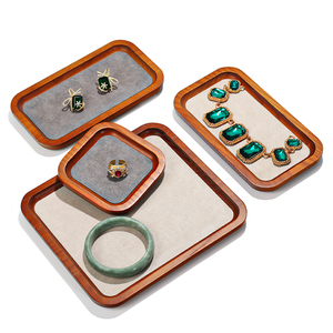 Jewelry Display Tray Wood Material Beige One Piece For Rings Necklaces Bracelets Jewelry Viewing <b>Plate</b> - Product Image 3