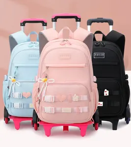 Mode Kinderen Schattige Trolley Rugzakken Voor Meisjes Kinderen Roze Schooltassen Met 6 Wielen Grote Capaciteit Mochilas Con Ruedas Ninos