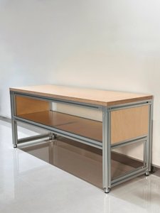 Modern Minimalist <b>Shoe</b>-changing Stool Wood Marine-grade Board Aluminum Frame Floor-standing <b>Storage</b> <b>Rack</b> Home Furniture - Product Image 5