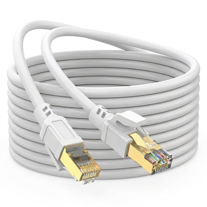 Câble Ethernet intérieur Cat8 SFTP en PVC, conducteur en cuivre pur 28AWG, connecteur RJ45, noir et blanc, 1M-30M, câble de raccordement réseau - Product Image 1
