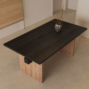 <b>Solid</b> <b>Wood</b> Dining <b>Table</b> Rectangle Black Multipurpose For Home Dining Room - Product Image 4