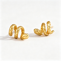 Boucles d'oreilles clous serpent torsadées en argent sterling 925 plaqué or 18 carats, délicates, vente en gros
