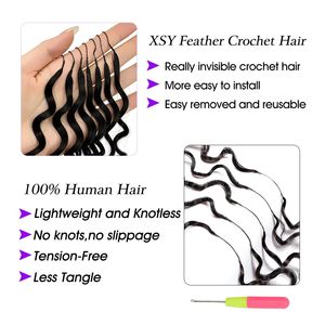 Extensiones <span class=keywords><strong>de</strong></span> Cabello Humano Tejidas a Crochet, Onduladas Profundas, 28 Pulgadas, 50g, Invisibles, Pre-Separadas, 40 Mechones, Negro <span class=keywords><strong>Natural</strong></span>, China - Product Image 6