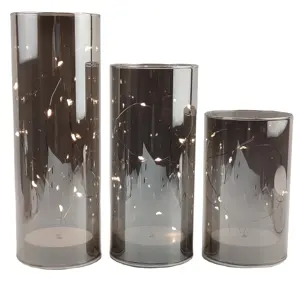 Vases de cylindre en verre soufflé à la main bon marché, fonctionnant sur batterie, sur mesure, fabriqués en chine