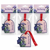Désodorisant de voiture industriel personnalisé en papier iris violet, diffuseur de parfum pour maison, base en papier absorbant avec support de présentation
