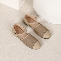 Chaussures plates Mary Jane en maille ajourée pour femmes, à bout fermé, avec bride à la cheville et boucle, décontractées, respirantes, pour l'été, pour le bureau, pour dames, 36-44