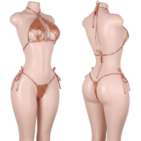 Tenue de danse exotique scintillante avec strass effet écailles de poisson, ensemble G-string holographique pour festival et rave