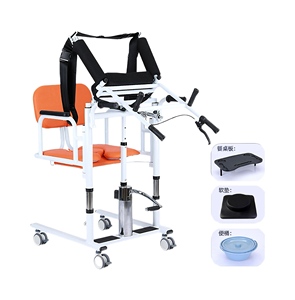 Bedside Commode Shower Wheelchair Manual Still Commode <b>Chair</b> With Wheels - Product Image 2