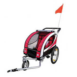 Remorque de vélo pliable à deux <span class=keywords><strong>places</strong></span> : poussette extérieure pour <span class=keywords><strong>2</strong></span> enfants (18 mois et plus), nouveau porte-bagages et accessoire de vélo - Product Image 2