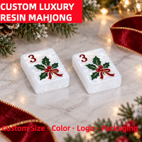 Tuiles de jeu de Mahjong en résine nacre avec chiffres rouges, motif baies de houx de Noël, cadeau de fêtes