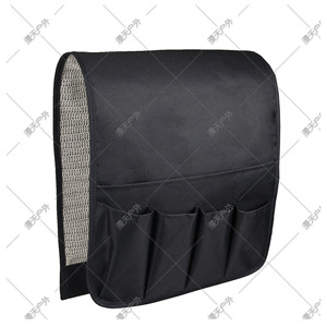 Sofa Armrest Storage Bag Multi Pocket Remote <b>Control</b> <b>Holder</b> Hanging Organizer Living Room Black Polyester Cube Shape - Product Image 2