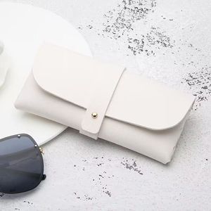 Étui à lunettes bicolore style cravate ZT, étui rectangulaire en cuir pour lunettes avec sangle, noir et blanc, solide, hiver 2023 - Product Image 4
