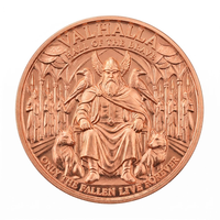 Pièce de monnaie commémorative personnalisée en cuivre pur 999 de 1 once, style antique, avec relief élevé, représentant le trône d'Odin de Valhalla, pour collectionneur, cadeau