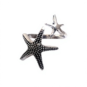 Vente en gros, bague de doigt 2 étoiles, soutien-gorge réglable, couleur or et argent, bague étoile - Product Image 1