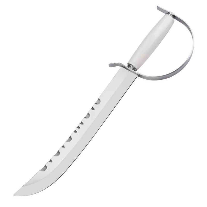 Couteau à champagne argenté de 11,5 pouces (manche blanc)