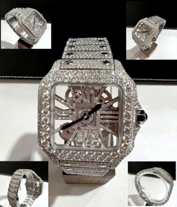 Moissanite Iced Out Square Glass Dial Skeleton Designer <b>Watch</b> for <b>Men</b> Automatic Mechanical Movement Luxury Diamond Hip Hop Style - Product Image 1