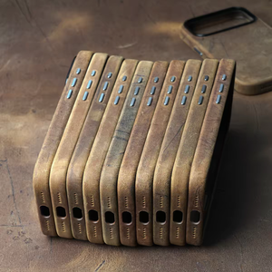 Étui de téléphone en cuir Crazy Horse, directement de l'usine, avec bouton pour appareil photo, compatible avec la charge magnétique sans fil OEM/ODM, en cuir de vachette vintage - Product Image 2