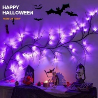 Lumière LED en rotin pour Halloween, ambiance d'horreur pour le Festival des Fantômes, lumière de simulation d'araignée et de chauve-souris, étanche pour l'extérieur, à intensité variable
