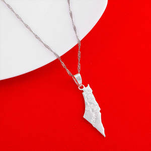 Collar con colgante personalizado de acero inoxidable 316L, chapado en oro PVD de 14K/18K, joyería fina de moda, collares con mapa de Israel y Palestina para mujer - Product Image 6
