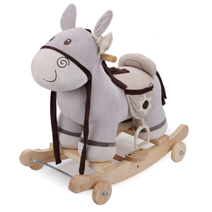 Jouet en peluche pour enfants Cheval <span class=keywords><strong>à</strong></span> <span class=keywords><strong>bascule</strong></span> en bois massif Beige <span class=keywords><strong>âne</strong></span> Deux en un Jouet <span class=keywords><strong>à</strong></span> monter comme cadeau d'anniversaire pour les enfants - Product Image 4