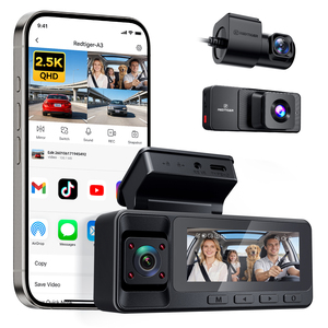 กล้องติดรถยนต์ Redtiger A3 Dash Cam 2K+1080P+1080P กล้องบันทึกภาพกลางคืน กล่องดำในรถยนต์ WIFI GPS กล้อง 3 ตัว บันทึกแบบวนซ้ำ หน้าจอแสดงผล รับประกัน 1 ปี - Product Image 1