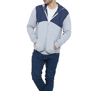 Sudadera con capucha y cremallera para hombre, con bloques de color, corte regular, estilo casual para otoño, material FRENCH TERRY - Product Image 1