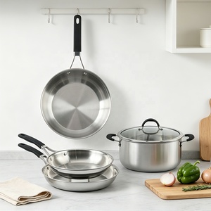 Ensemble de casseroles en acier inoxydable, 4 pièces, avec couvercles en verre, compatible four, lave-vaisselle, gaz et induction - Product Image 2