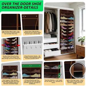 Over Door <b>Shoe</b> Organizer 24 Pair Capacity 12 Tier Hanging <b>Storage</b> For Sneakers Boots Kids Family Walnut Brown - Product Image 3
