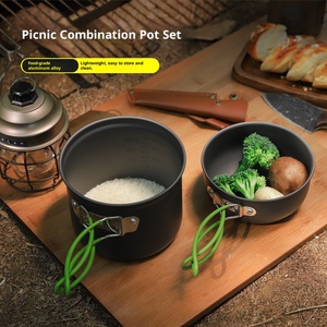 Ensemble de cuisine de camping pour une personne, pot antiadhésif ultra léger, équipement de cuisine portable compact pour la randonnée, le pique-nique, le backpacking - Product Image 1