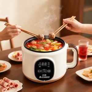 Casserole électrique instantanée YUEDISI avec prise personnalisée, 18 cm, 450 W, contrôle manuel, cuisson, poêles électriques antiadhésives - Product Image 6