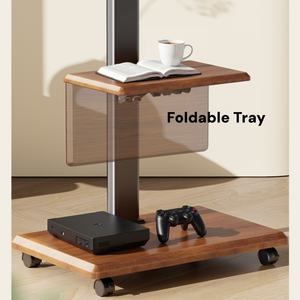 40 किलोग्राम भार क्षमता प्रीमियम घूर्णन टीवी ट्रॉली एडजस्टेबल ऊंचाई मोबाइल टीवी कार्ट 26-6 के लिए फोल्डेबल ट्रे के साथ - Product Image 6