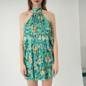 Robe pour femmes élégante, motif personnalisé, broderie florale, 100% Coton, décontractée quotidienne, dos nu, sexy, à manches - Product Image 1