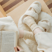 Chaussettes en cachemire - Chaussettes mi-longues pour femmes pour l'automne et l'hiver, chaussettes longues de couleur unie, chaussettes polyvalentes et confortables à empiler
