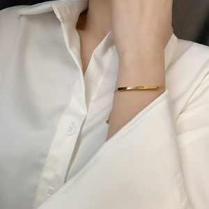 Braccialetto regolabile a catena sottile placcato <span class=keywords><strong>oro</strong></span> da <span class=keywords><strong>sogno</strong></span> con incisione a barra lunga in acciaio inossidabile alla moda - Product Image 1