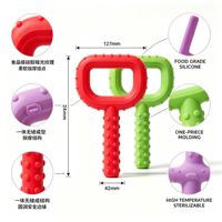 Anneau de dentition en silicone en forme de D pour bébé, qualité alimentaire, jouet de dentition pour nourrisson sans BPA, avec picots de massage, jouet à mâcher pour bébé, couleur personnalisée OEM