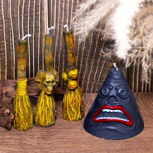 Moule à bougie pour balai <span class=keywords><strong>de</strong></span> sorcière Moule à pilier fait à la main Fouet <span class=keywords><strong>de</strong></span> sorcellerie Balais avec crâne <span class=keywords><strong>de</strong></span> citrouille Moule à bougie spirituelle rituelle magique - Product Image 2