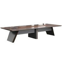 Table de conférence et chaises brun foncé grande taille en bois durable mobilier de bureau panneau de table en bois moderne pour salle de conférence