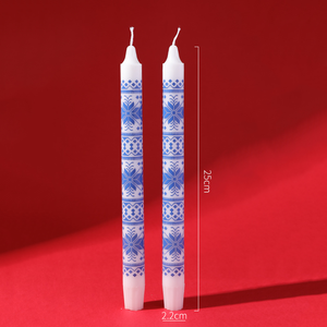 Velas Cónicas Navideñas de 10 Pulgadas con Estampado Navideño, Estilo Nórdico, Cera de Soja, sin Llama, sin Humo, Velas para Cena, Árbol de Navidad, Bastón de Caramelo - Product Image 4