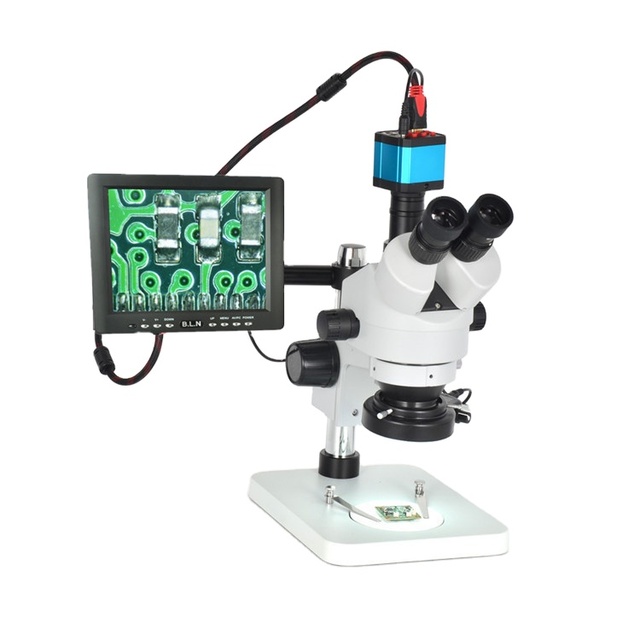 Trinocular Vision Zoom Stereo Microscope 14 Million USB Industrial Camera 8 Inch Display